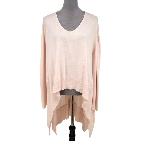 Sen Sweaters - Sen Sweater Womens One Size Pale Pink Lightweight Hi Lo Hem Coastal Lagenlook